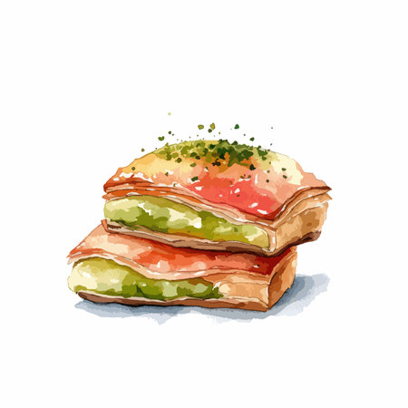 Hand drawn vector illustration of a sandwich with tomato, cheese and herbsのイラスト素材