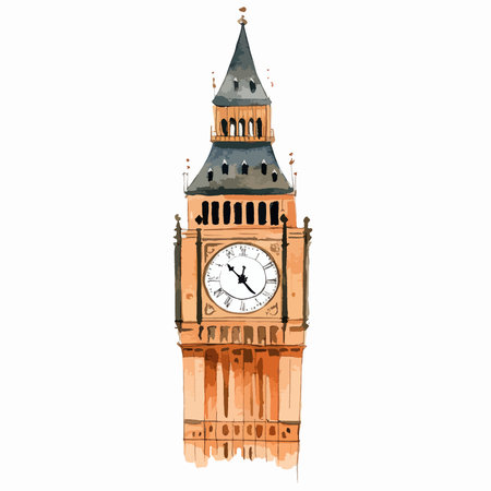 Big Ben. Hand drawn vector illustration. Isolated on white background.