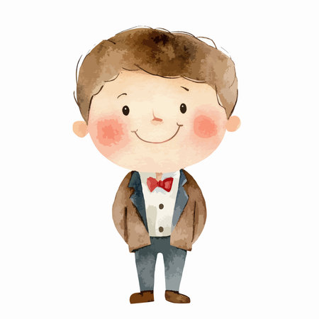 Illustration of a Cute Boy Wearing a Tuxedoのイラスト素材