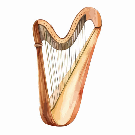 Harp on white background. Vector illustration in watercolor style.のイラスト素材