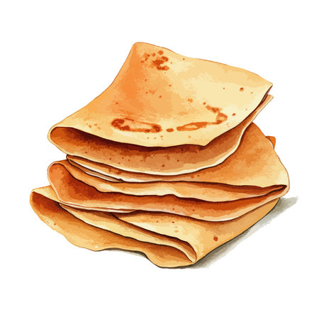 Stack of thin pancakes. Vector illustration isolated on a white background.