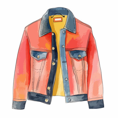 Vector hand drawn watercolor illustration of jacket. Isolated on white background.のイラスト素材