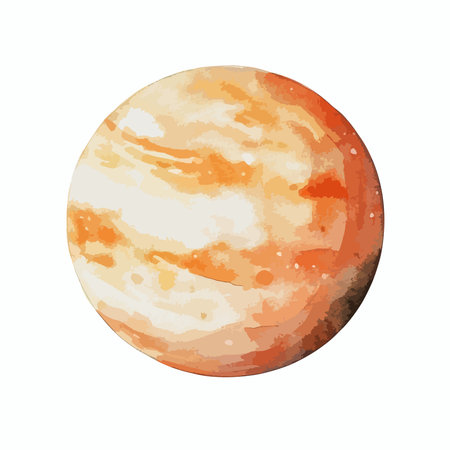 Watercolor planet isolated on white background. Hand-drawn illustration.のイラスト素材
