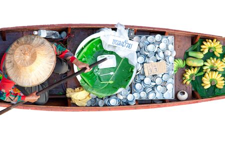 Merchant at Ampawa Floating market, Thailand の写真素材