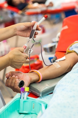 Taking sample blood for test のeditorial素材