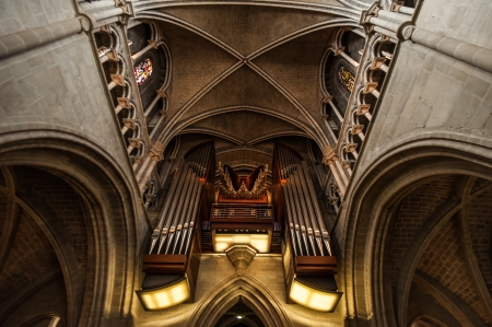 Church Organ In side of Notre-Dame Cathedral - Lausanne, Switzerのeditorial素材
