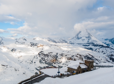 Matterhorn View, Snow Mountain in Switzerlandのeditorial素材