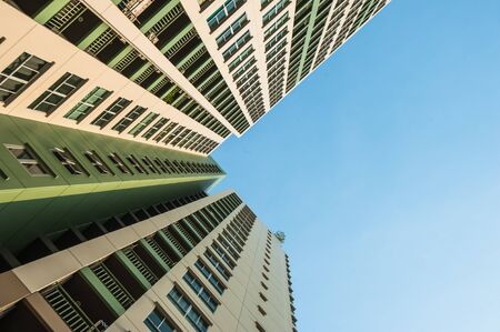 Looking up the sky by side of the condominiumのeditorial素材