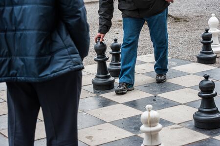 Playing Giant chessのeditorial素材