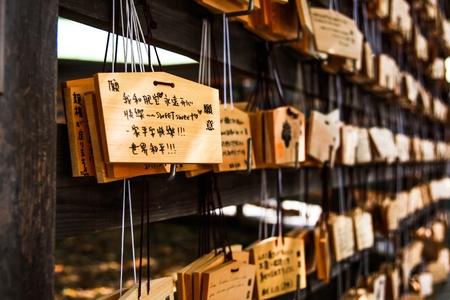 Wishing Tag in Japan Temple said  Wish I and my family safe and the world are in peace 