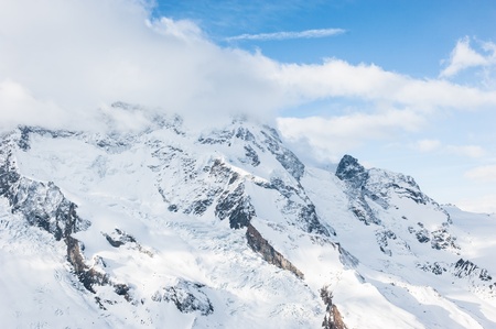 Snow Mountain Landscape with Blue Sky from Jungfrau Region の写真素材