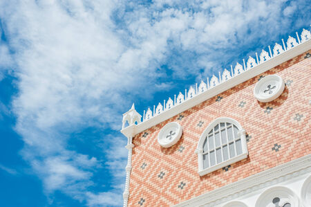 Front window of a building made of brick in Venezia at Cha-am, Thailandの写真素材