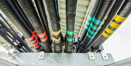 Electricity wire marked color in red, green and yellow for specification