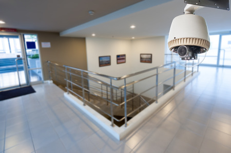 CCTV Camera or surveillance Operating with stairのeditorial素材
