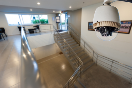 CCTV Camera or surveillance Operating with stair のeditorial素材