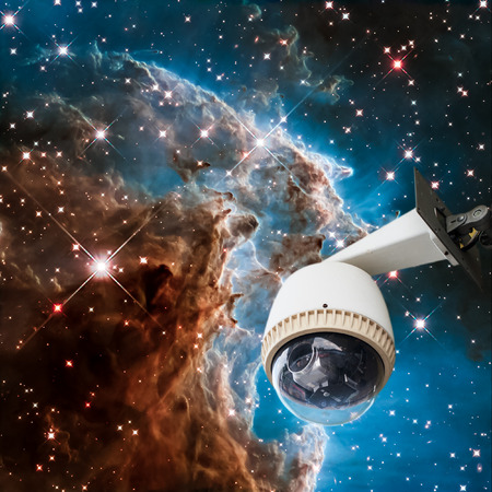 CCTV with star light background.の写真素材