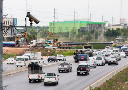CCTV Camera or surveillance Operating on traffic roadの写真素材