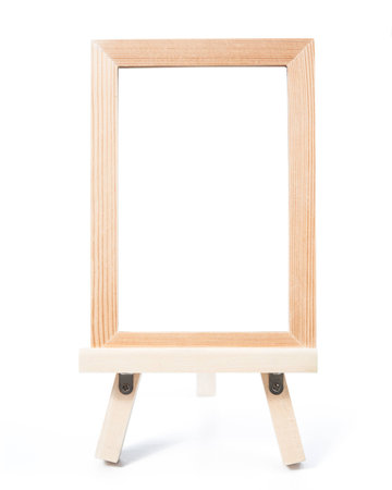 wooden photo frame isolate on white backgroundの写真素材
