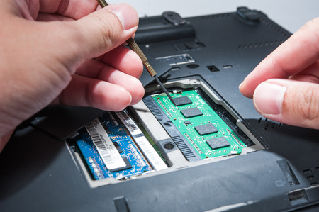 Self install RAM circuit in computer labtopの写真素材
