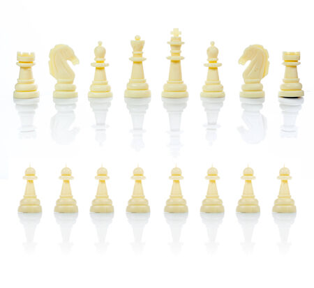 chess pieces isolated on white backgroundの写真素材