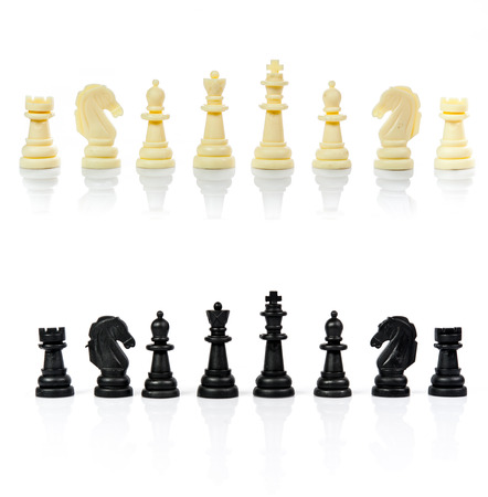 chess pieces isolated on white backgroundの写真素材