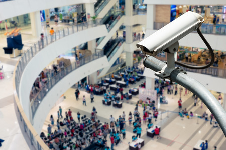 CCTV Camera Operating inside a station or department storeの写真素材