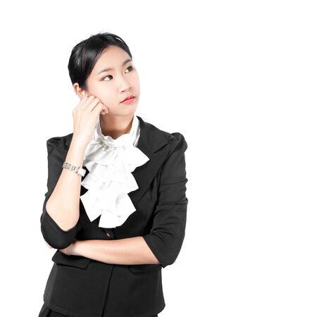 Young business woman thinking for ideaの写真素材