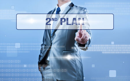 businessman making decision on 2nd planの写真素材