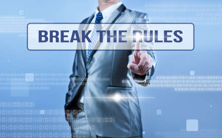 businessman making decision on break the rulesの写真素材