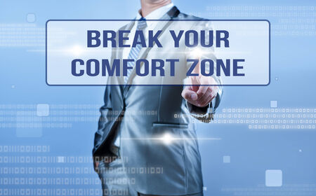 businessman making decision on breaking comfort zoneの写真素材