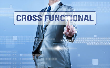 businessman making decision on cross functionalの写真素材