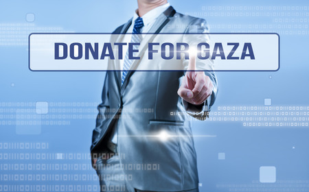 businessman making decision on donate for gazaの写真素材