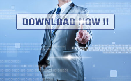 businessman making decision on download now !!の写真素材