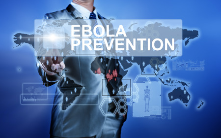 Man in suit making decision on Ebola Preventionの写真素材