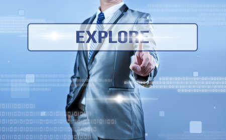 businessman making decision on exploreの写真素材