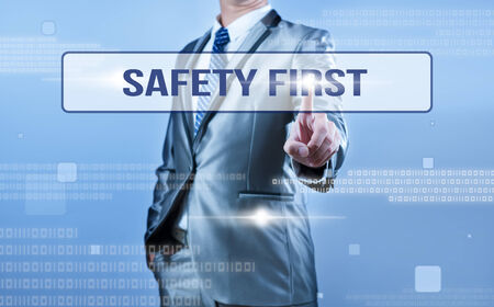 businessman making decision on safety firstの写真素材