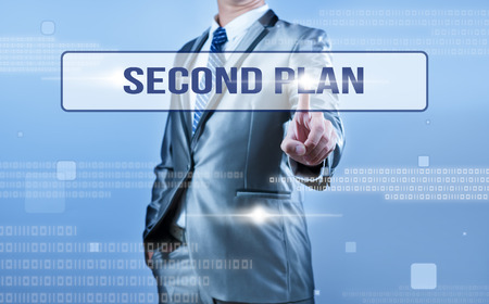 businessman making decision on second planの写真素材