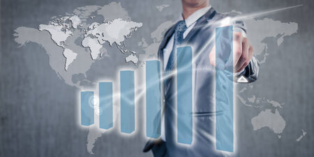 businessman working on bar chart business strategy conceptの写真素材