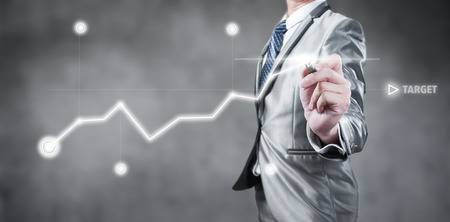 Businessman working on digital chart, business strategy conceptの写真素材