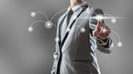 Businessman woking with globalization marketing conceptの写真素材