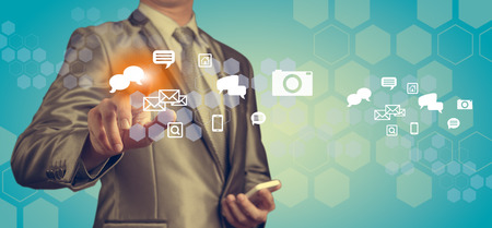 businessman working with digital chart, business improvement conceptの写真素材