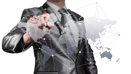 businessman working with new modern computer show social network structure as conceptの写真素材