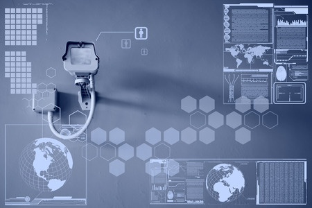 CCTV Camera or surveillance technology on screen displayの写真素材