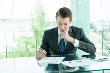 businessman working in officeの写真素材