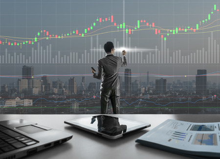 businessman drawing chart, stock marketing conceptの写真素材