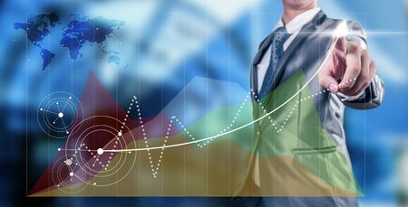 businessman pointing an empty organization chartの写真素材