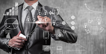 Businessman draw chart for business planningの写真素材
