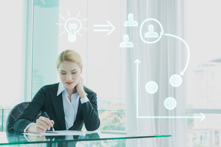 Businesswoman imagine of business strategy conceptの写真素材