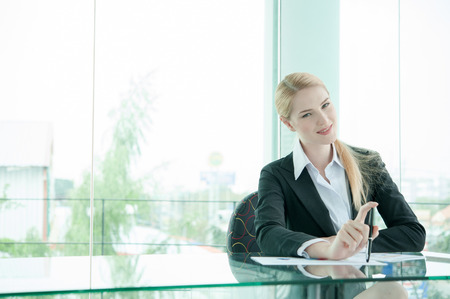 businesswoman in officeの写真素材
