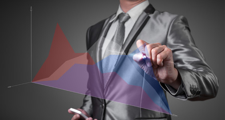 businessman working with digital chart, business improvement conceptの写真素材